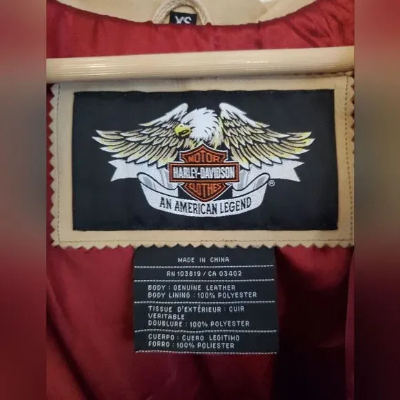 Harley Davidson *Flawed* tan leather jacket size women's XS - Picture 8 of 16